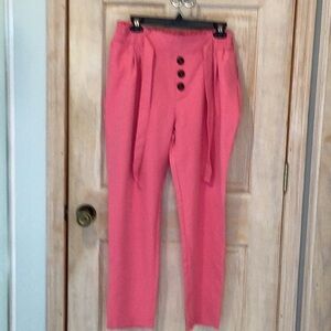 Pink High-Waisted Trousers with Relaxed Fit